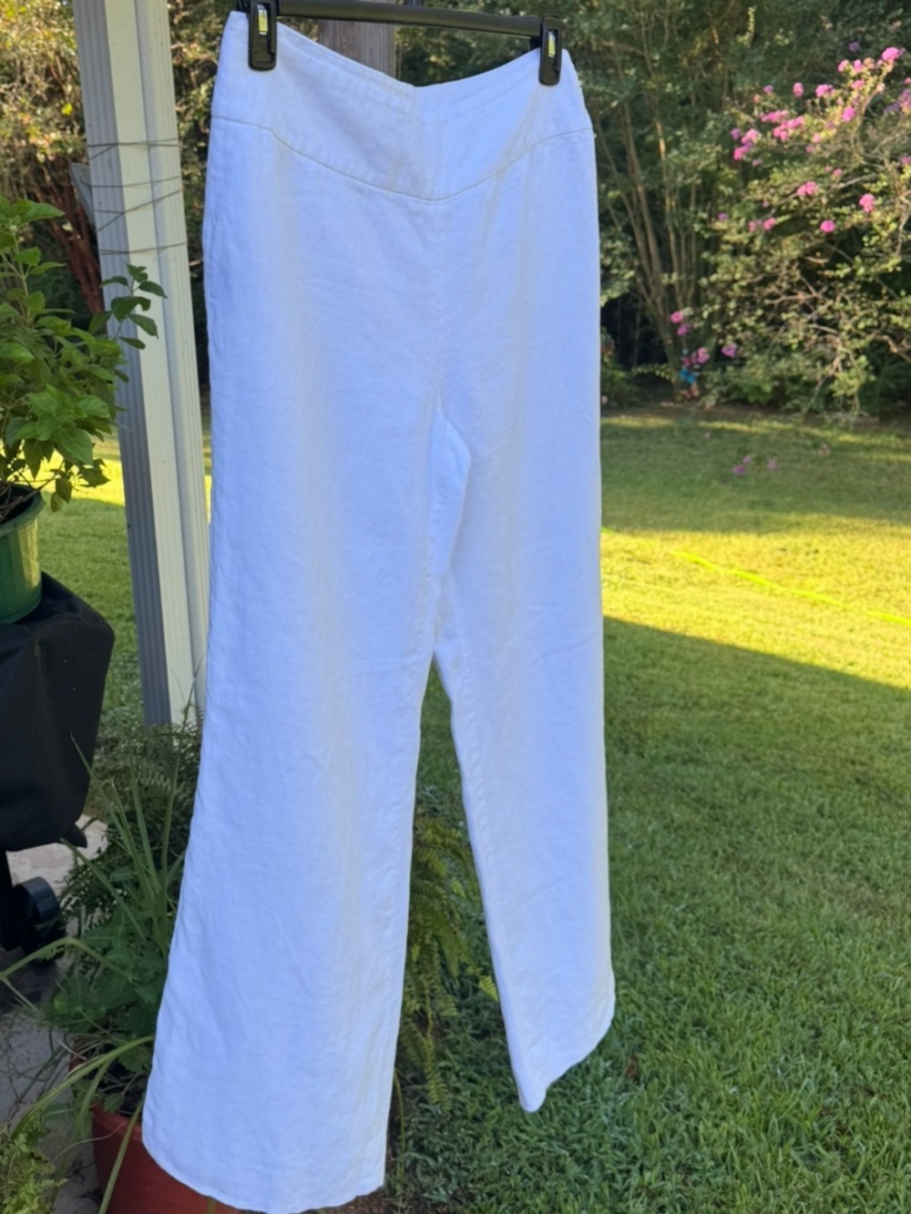 American Living White 100% Linen High Waist Straight Leg Pants Size 10 - Picture 8 of 8